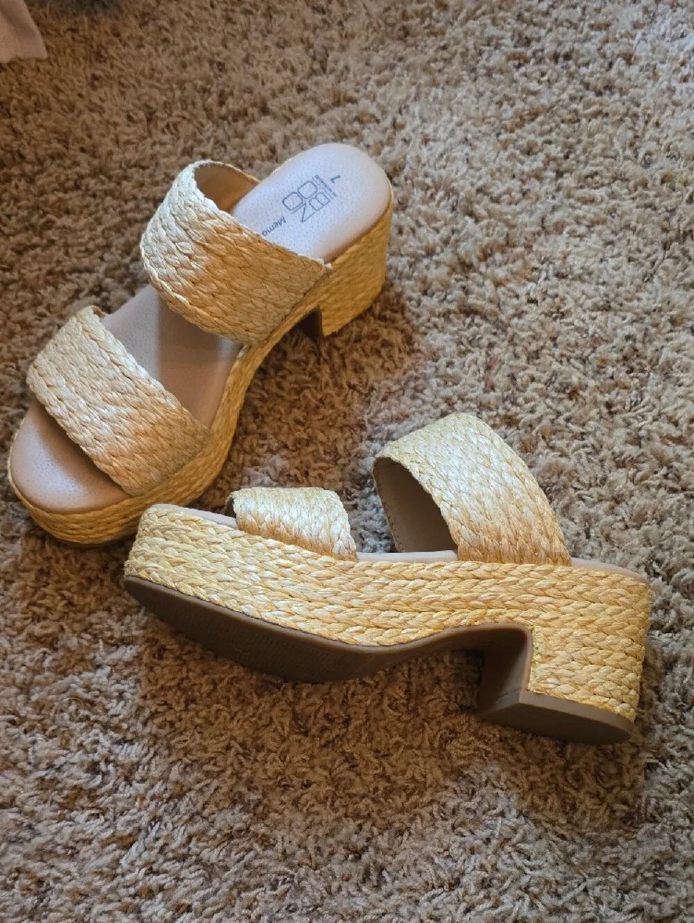 Natural Braided Double-Band Platform Sandal